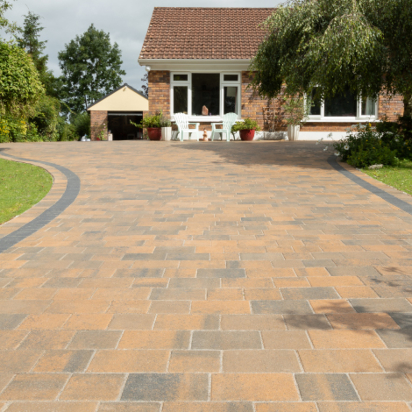 Thomond Harvest blend and charcoal paving