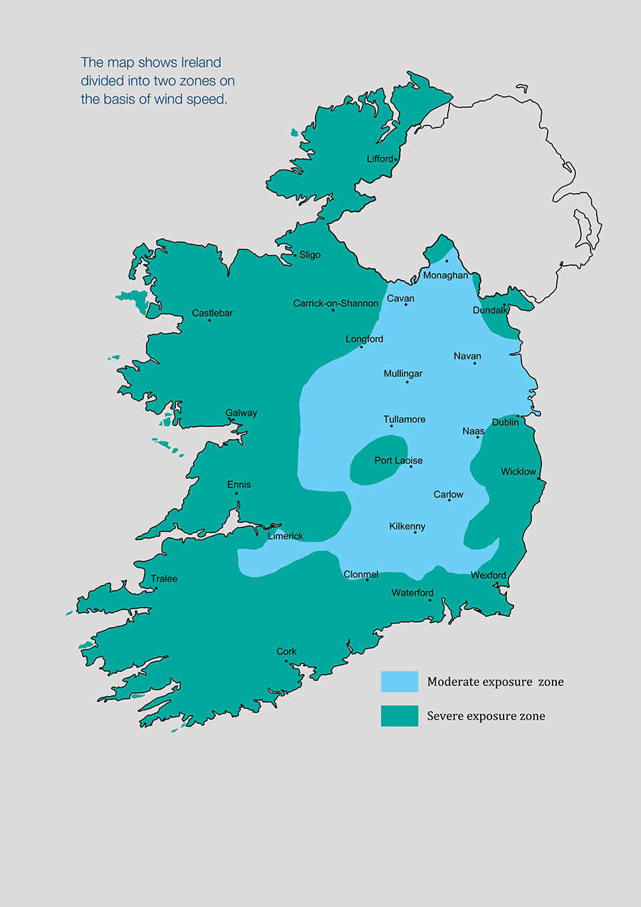map of Ireland wind speed zones
