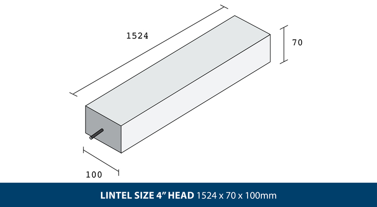 LINTEL SIZE 4" HEAD 1524 x 70 x 100mm