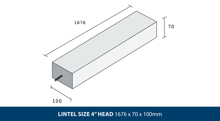 LINTEL SIZE 4" HEAD 1676 x 70 x 100mm