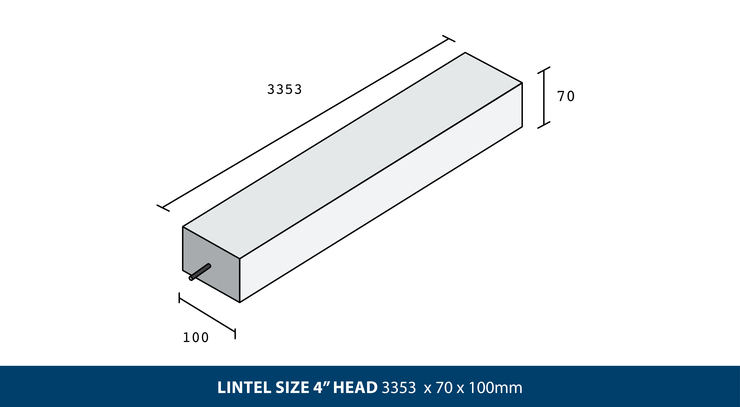 LINTEL SIZE 4" HEAD 3353 × 70 x 100mm