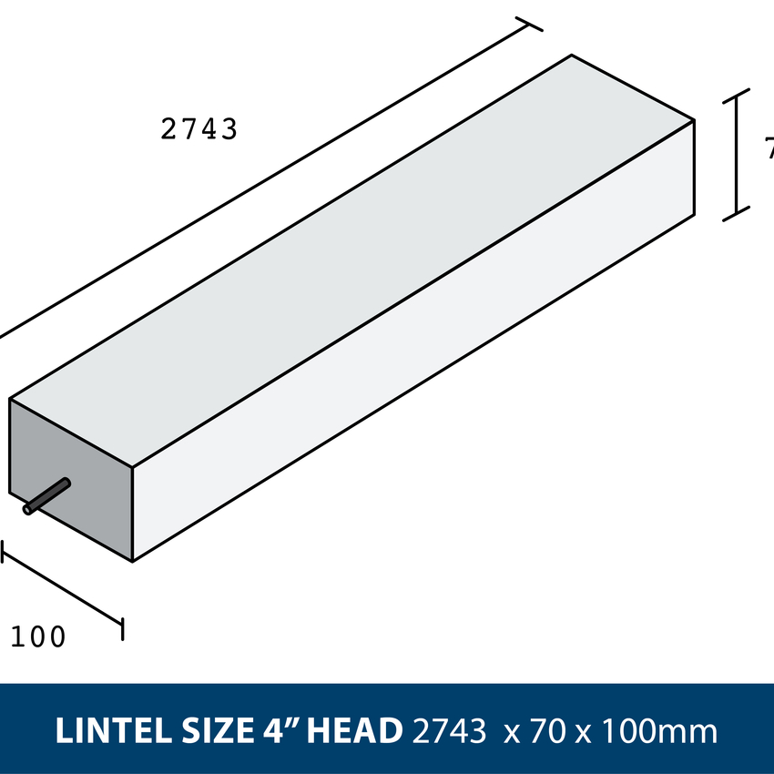 LINTEL SIZE 4" HEAD 2743 × 70 x 100mm