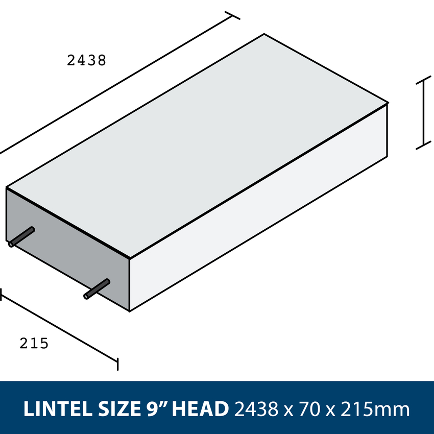 LINTEL SIZE 9" HEAD 2438 x 70 x 215mm